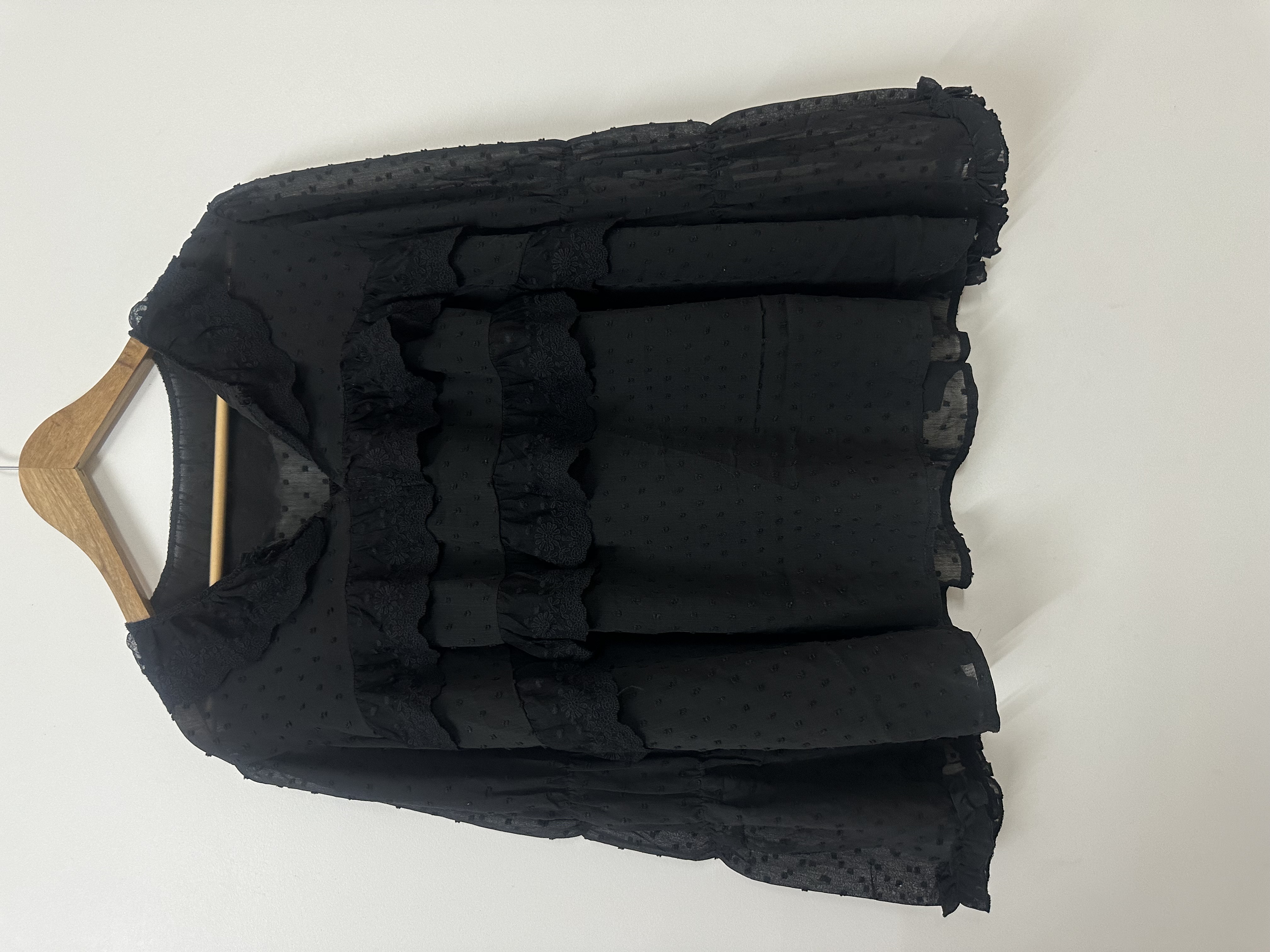 Black chiffon lace detailing blouse