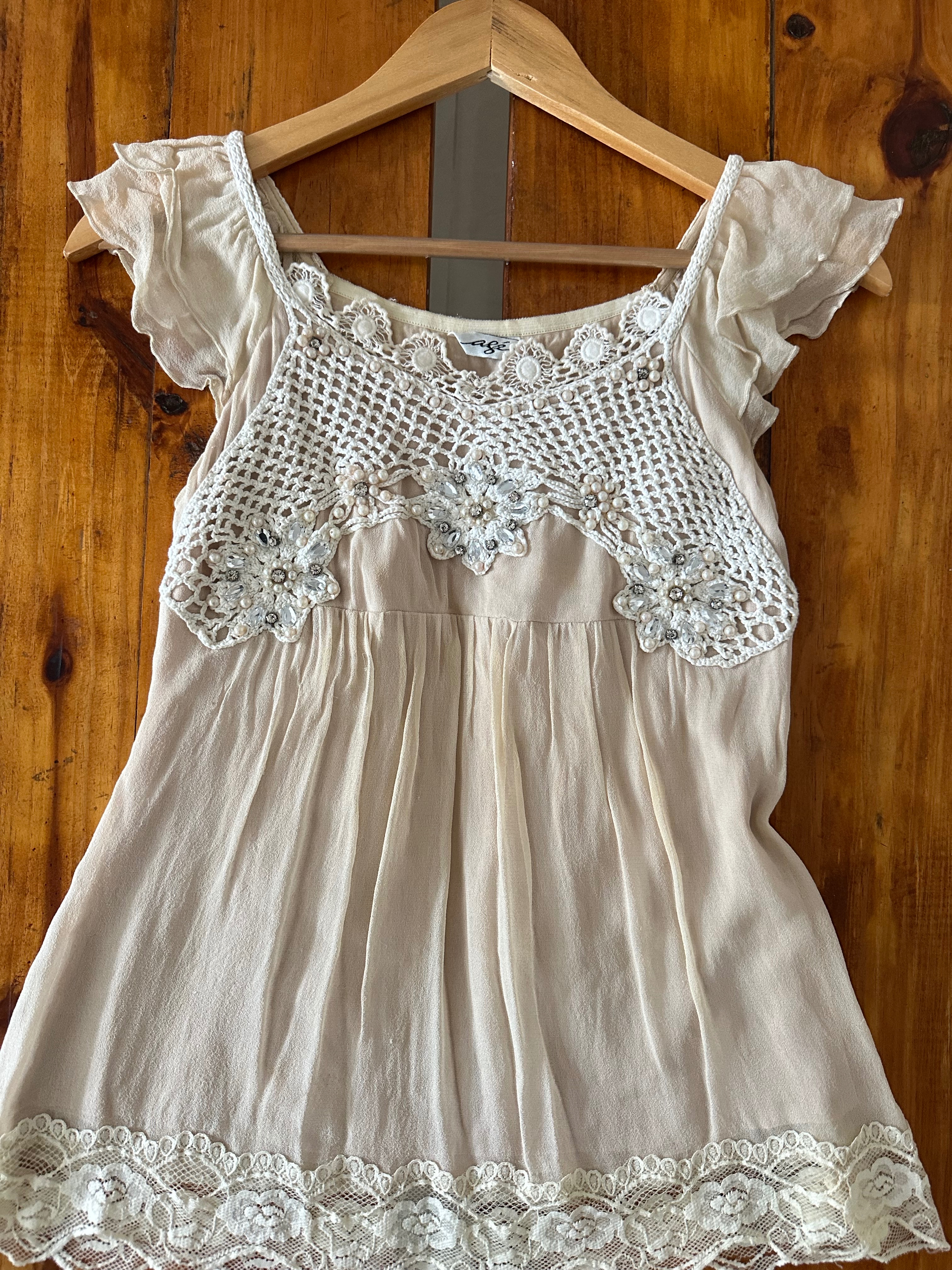 Chiffon embellished lace work top