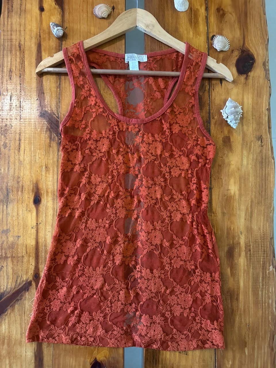 rust lace mesh tank